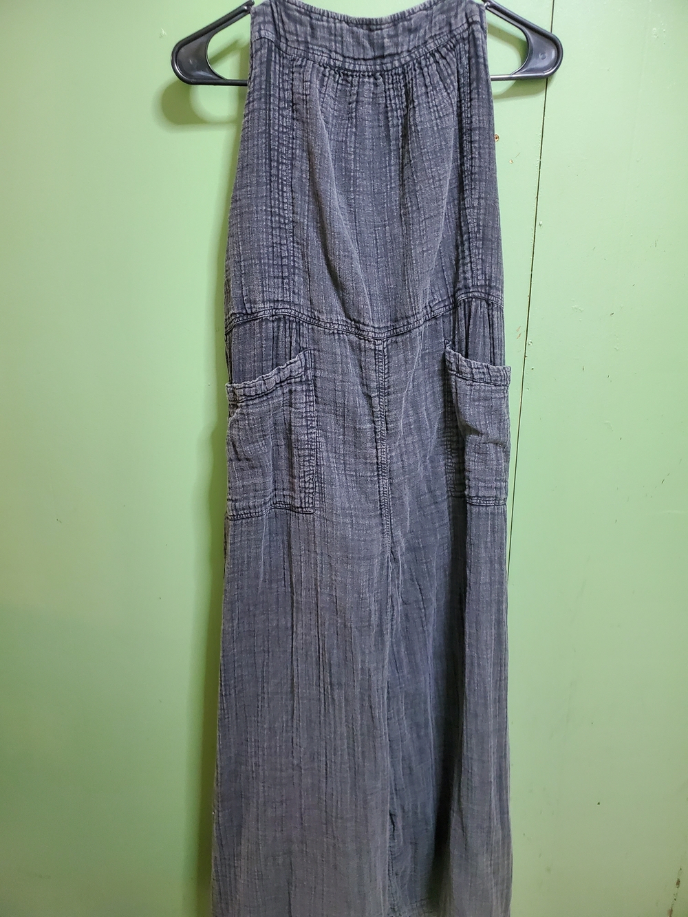 NATURAL LIFE Gray Gauze Wide-Leg Jumpsuit with Pockets